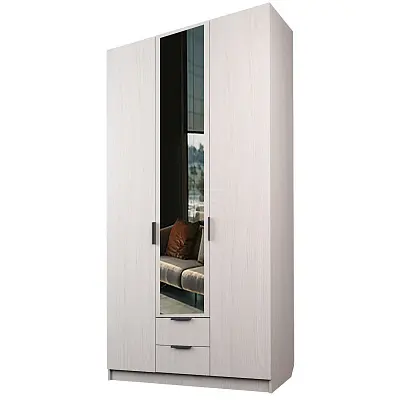 картинка Шкаф ЭКОН распашной 3-х дверный с 2-мя ящиками с зеркалом от магазина КУПИ КУПЕ